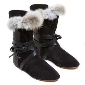 Isabel Marant Louise Paris flat boot with fur